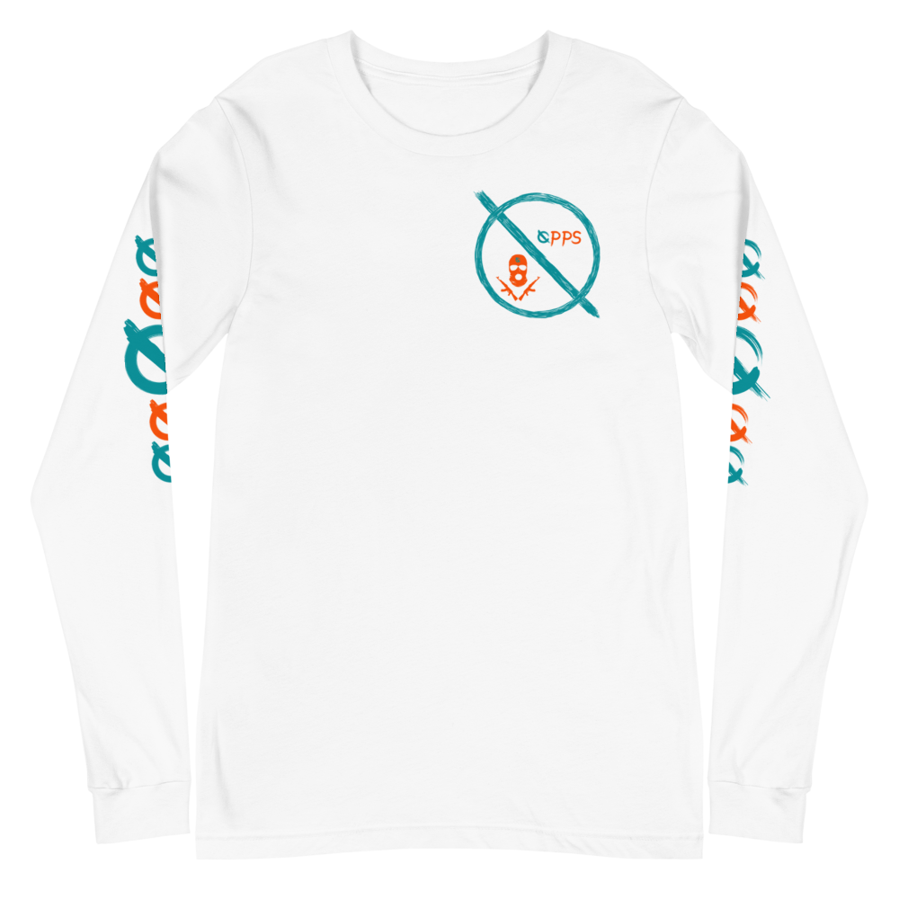 NO WEAPON FORMED 'OPPS/ROBBER' ORANGE/AQUA GREEN - Unisex Long Sleeve Tee