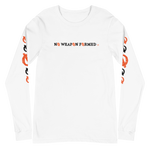 NO WEAPON FORMED 'ARROW & FEATHERS OF PROTECTION' ORANGE/WHITE/BLACK - Unisex Long Sleeve Tee