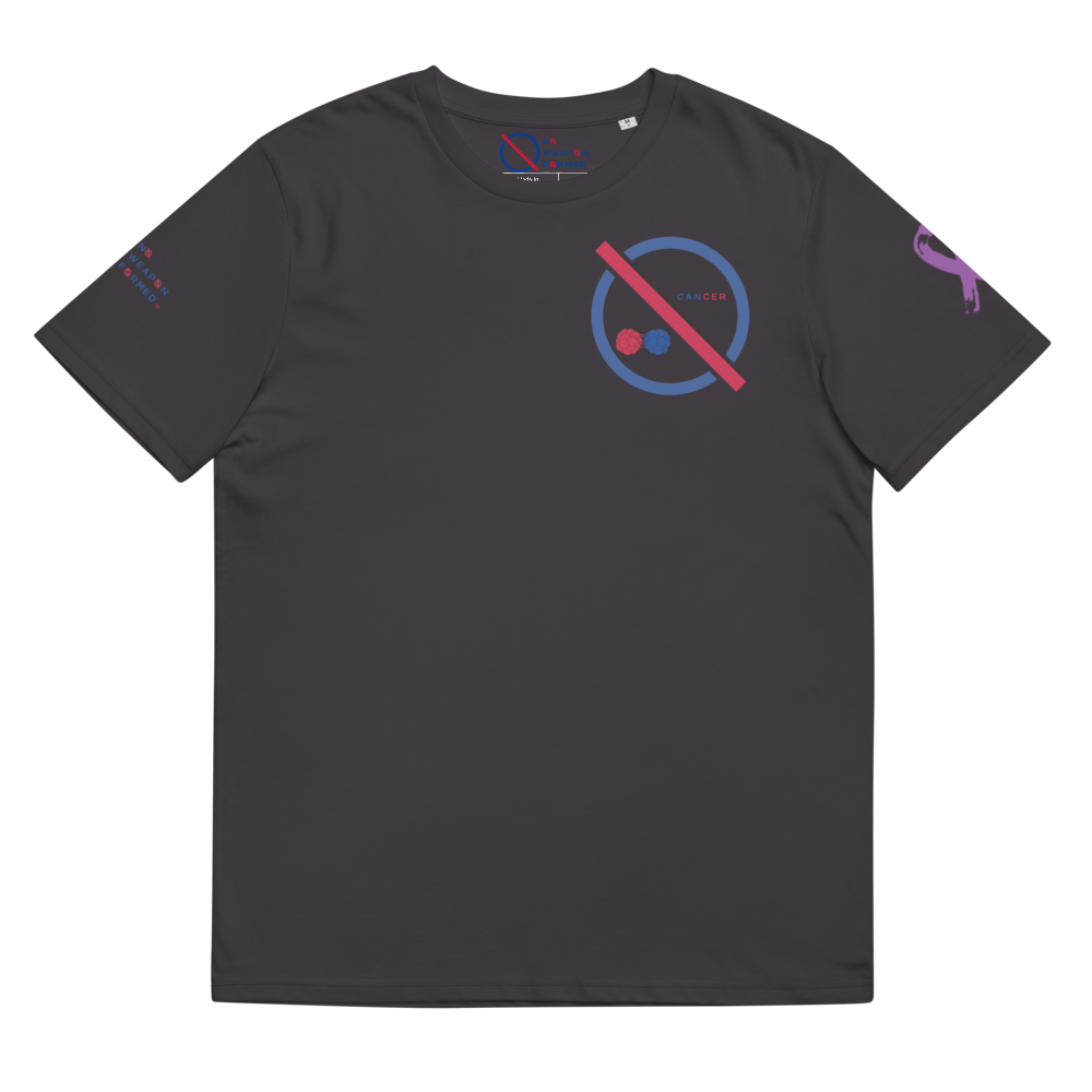 NO WEAPON FORMED 'CANCER' BLUE/RED - Unisex organic cotton t-shirt