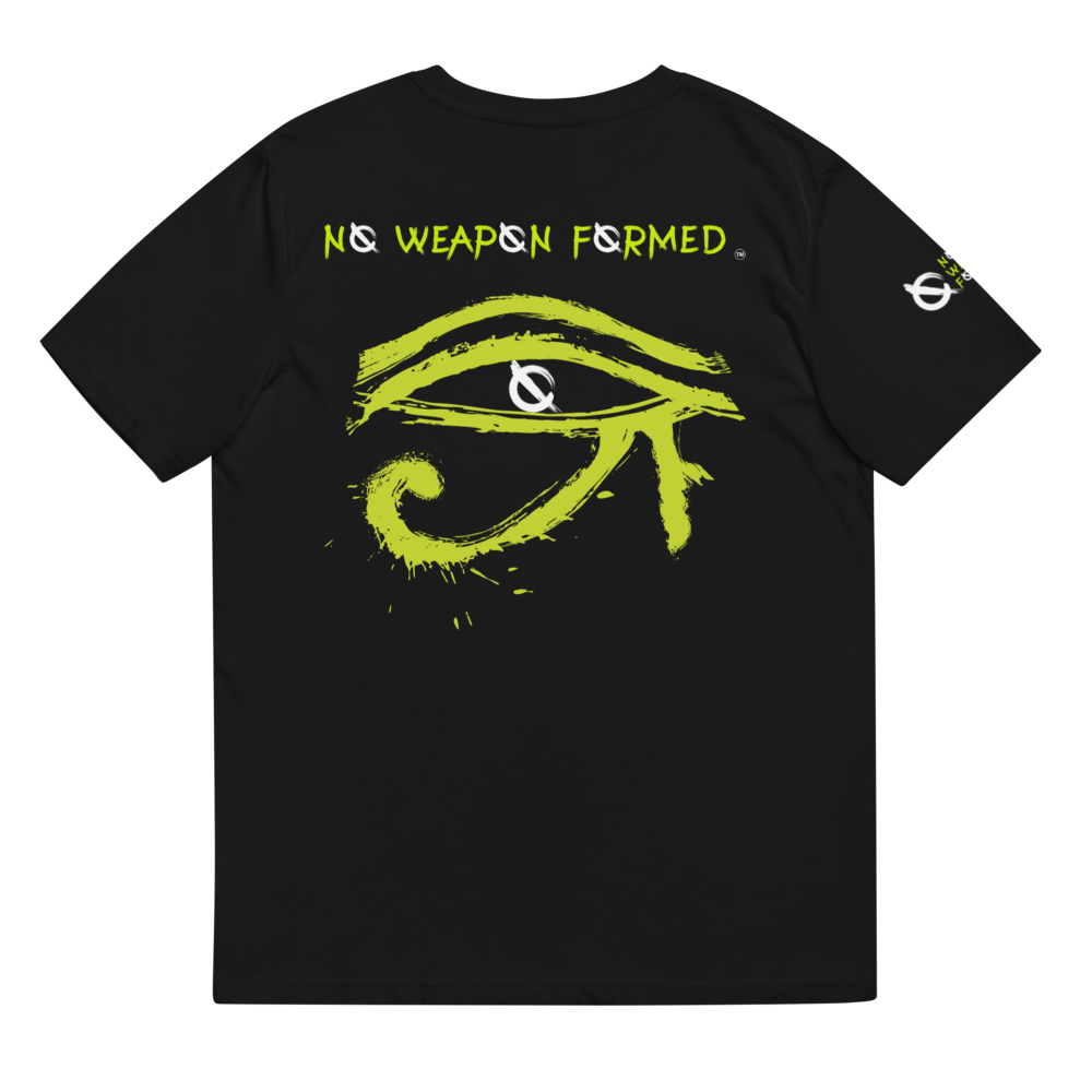 NO WEAPON FORMED HORUS EYE NEON GREEN/WHITE - Unisex organic cotton t-shirt