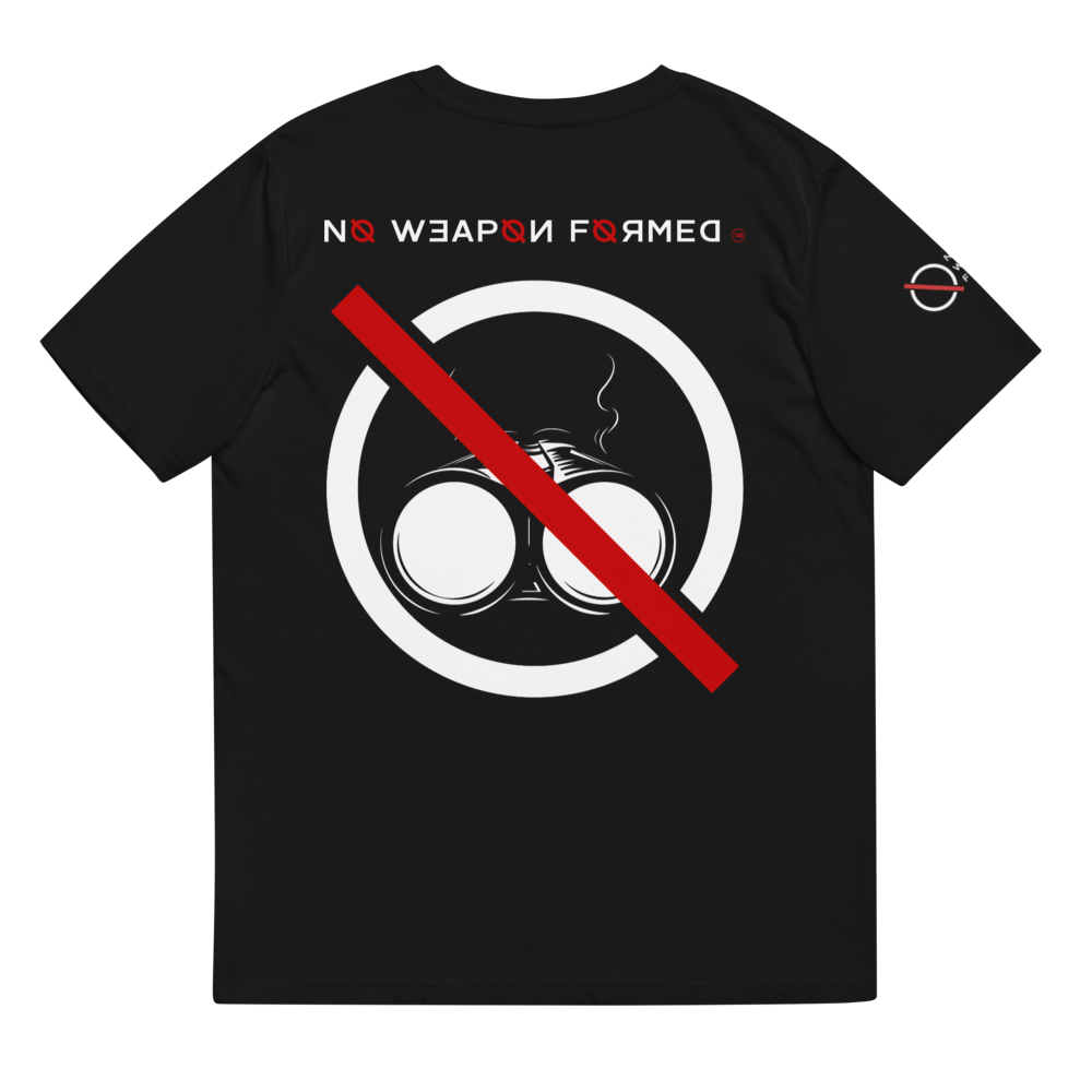 NO WEAPON FORMED 'SHOTGUN' BLACK/RED/WHITE - Unisex organic cotton t-shirt
