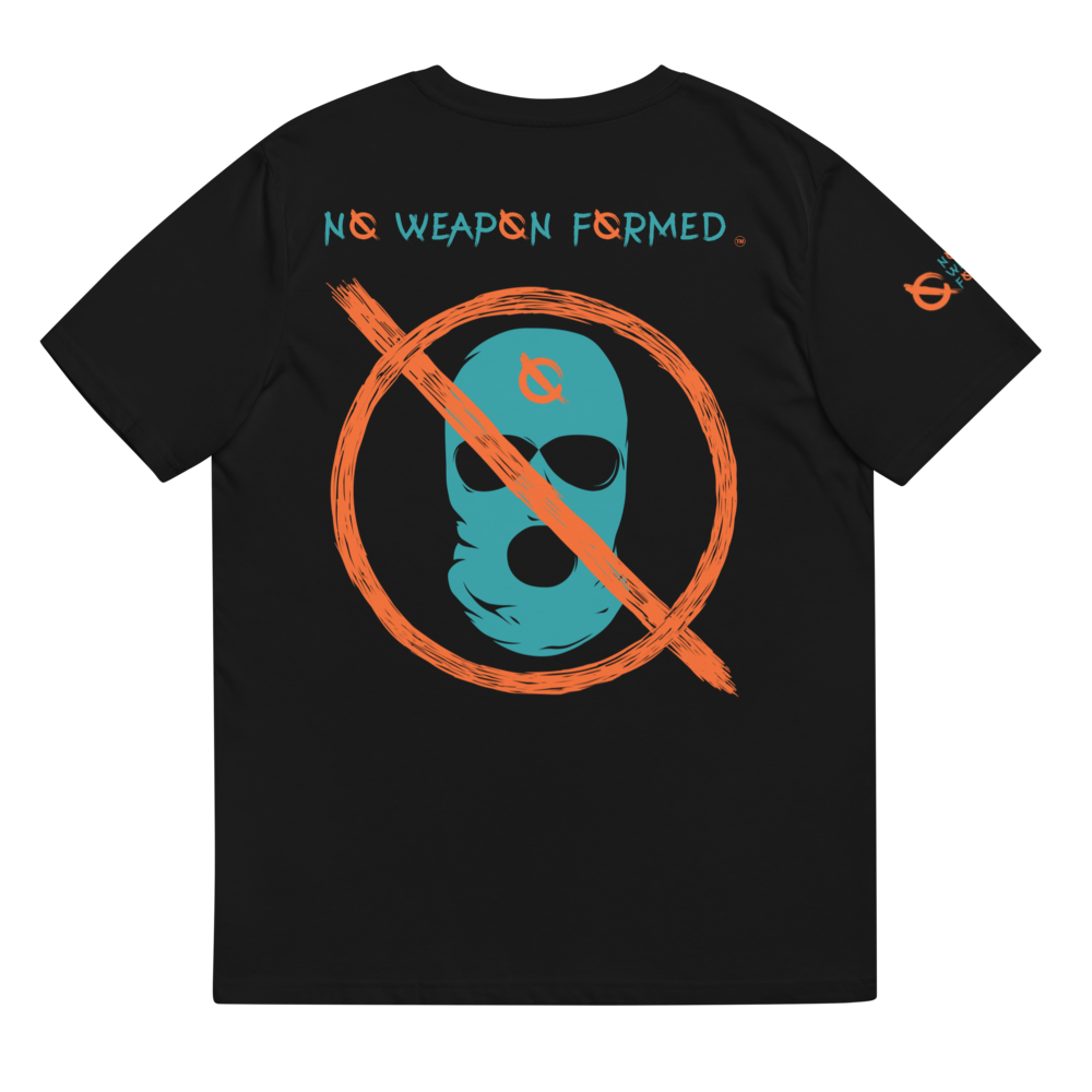 NO WEAPON FORMED 'OPPS/ROBBERS' ORANGE/AQUA GREEN - Unisex organic cotton t-shirt