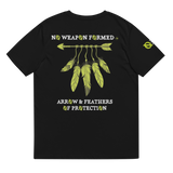 NO WEAPON FORMED 'ARROW & FEATHERS OF PROTECTION' NEON GREEN/BLACK/WHITE - Unisex organic cotton t-shirt