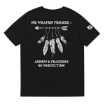 NO WEAPON FORMED 'ARROW & FEATHERS OF PROTECTION' WHITE/BLACK - Unisex organic cotton t-shirt