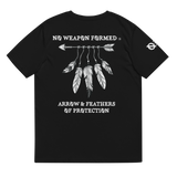 NO WEAPON FORMED 'ARROW & FEATHERS OF PROTECTION' WHITE/BLACK - Unisex organic cotton t-shirt