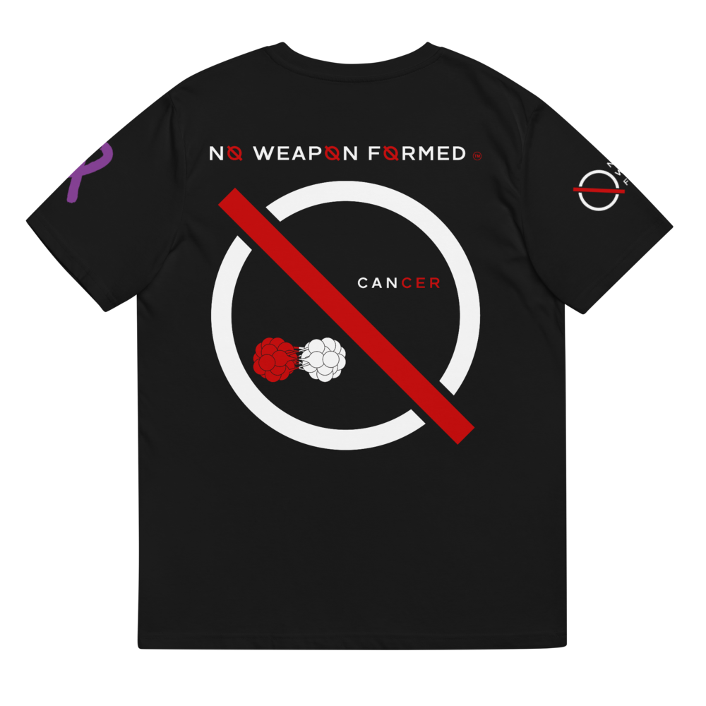 NO WEAPON FORMED 'CANCER' BLACK/WHITE/RED - Unisex organic cotton t-shirt
