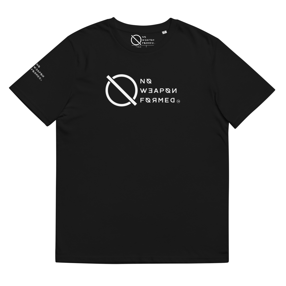 NO WEAPON FORMED 'ANGELS GOT YOUR BACK' BLACK/WHITE - Unisex organic cotton t-shirt
