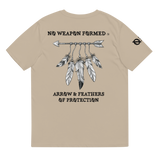 NO WEAPON FORMED 'ARROW & FEATHERS OF PROTECTION' WHITE/BLACK - Unisex organic cotton t-shirt