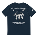 NO WEAPON FORMED 'ARROW & FEATHERS OF PROTECTION' WHITE/BLACK - Unisex organic cotton t-shirt