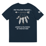 NO WEAPON FORMED 'ARROW & FEATHERS OF PROTECTION' WHITE/BLACK - Unisex organic cotton t-shirt