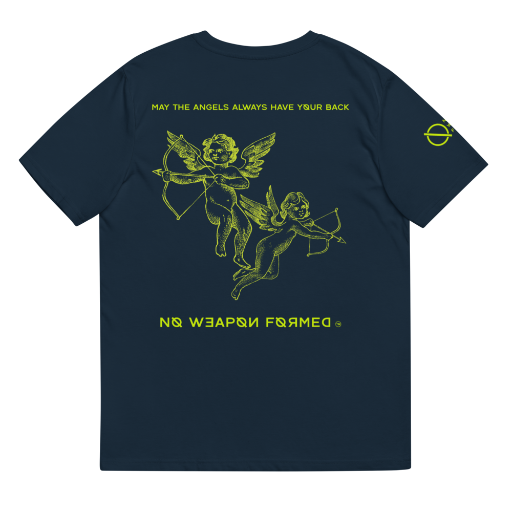 NO WEAPON FORMED 'ANGELS GOT YOUR BACK' - Unisex organic cotton t-shirt