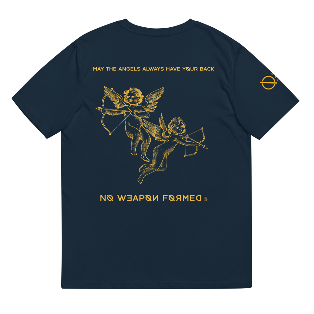 NO WEAPON FORMED 'ANGELS GOT YOUR BACK' YELLOW - Unisex organic cotton t-shirt