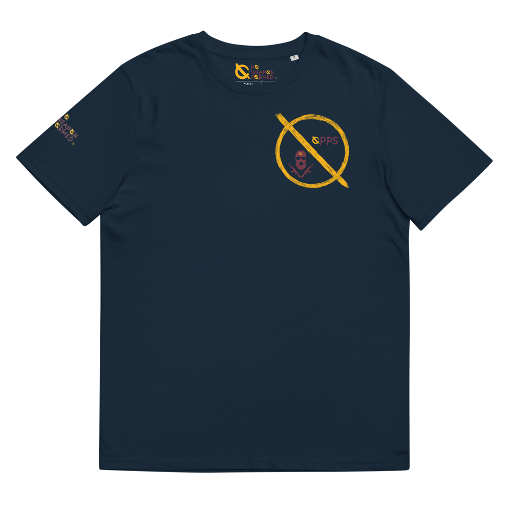 NO WEAPON FORMED 'ROBBER/OPPS' BURGUNDAY/GOLD - Unisex organic cotton t-shirt