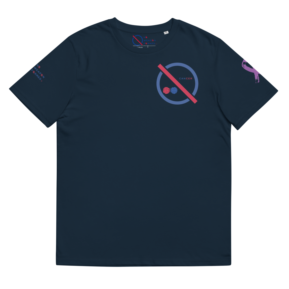 NO WEAPON FORMED 'CANCER' BLUE/RED - Unisex organic cotton t-shirt