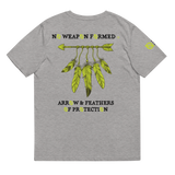 NO WEAPON FORMED 'ARROW & FEATHERS OF PROTECTION' NEON GREEN/BLACK/WHITE - Unisex organic cotton t-shirt