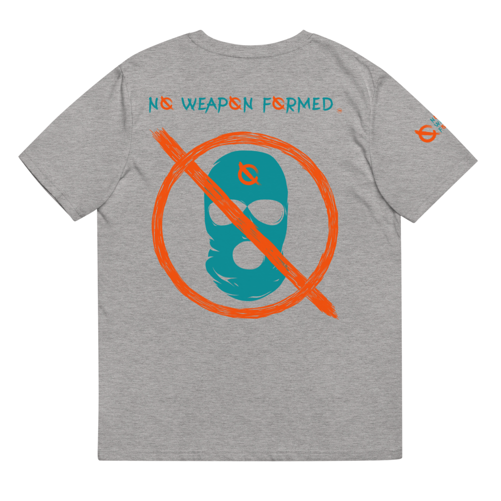 NO WEAPON FORMED 'OPPS/ROBBERS' ORANGE/AQUA GREEN - Unisex organic cotton t-shirt