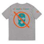 NO WEAPON FORMED 'OPPS/ROBBERS' ORANGE/AQUA GREEN - Unisex organic cotton t-shirt