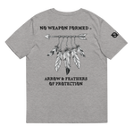 NO WEAPON FORMED 'ARROW & FEATHERS OF PROTECTION' WHITE/BLACK - Unisex organic cotton t-shirt