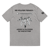 NO WEAPON FORMED 'ARROW & FEATHERS OF PROTECTION' WHITE/BLACK - Unisex organic cotton t-shirt