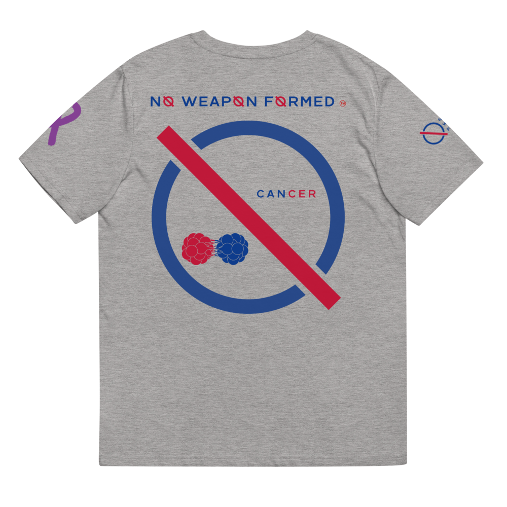 NO WEAPON FORMED 'CANCER' BLUE/RED - Unisex organic cotton t-shirt