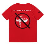 NO WEAPON FORMED GRENADE LAUNCHER RED/BLACK - Unisex organic cotton t-shirt red back