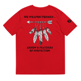 NO WEAPON FORMED 'ARROW & FEATHERS OF PROTECTION' WHITE/BLACK - Unisex organic cotton t-shirt