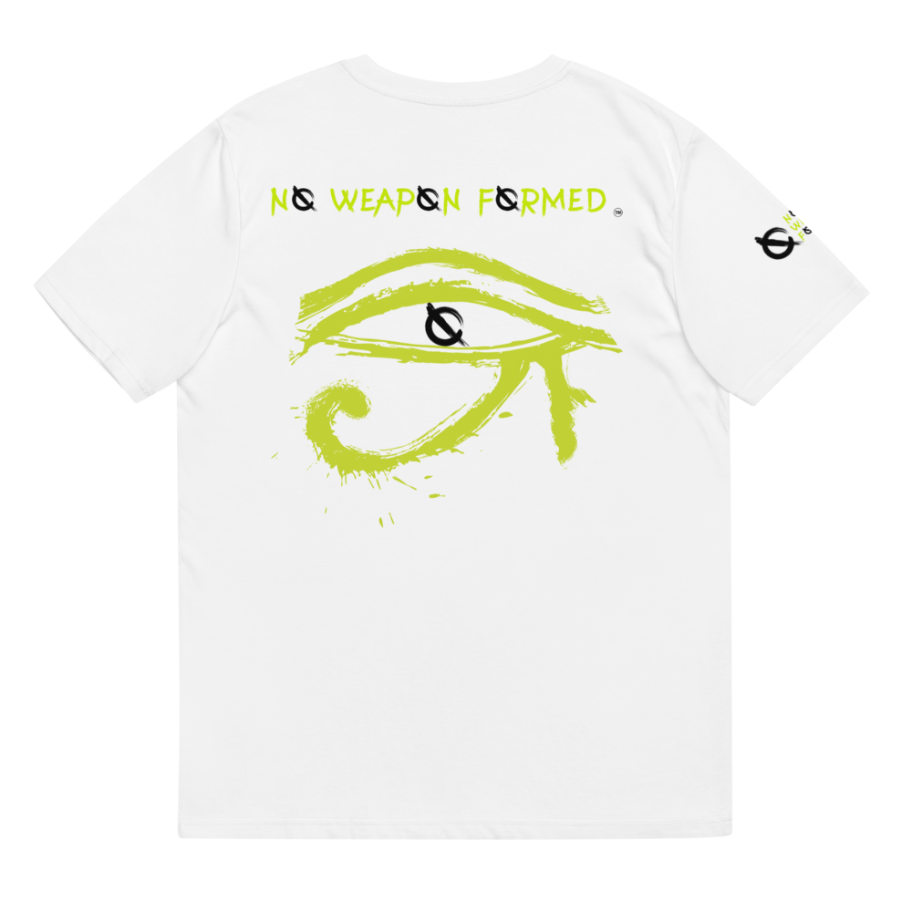 NO WEAPON FORMED HORUS EYE NEON GREEN/WHITE - Unisex organic cotton t-shirt