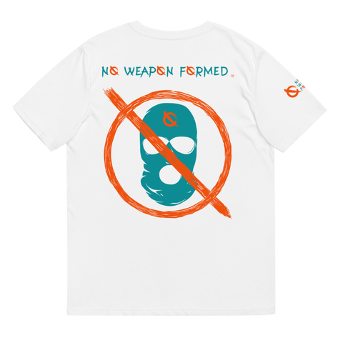 NO WEAPON FORMED 'OPPS/ROBBERS' ORANGE/AQUA GREEN - Unisex organic cotton t-shirt