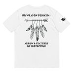 NO WEAPON FORMED 'ARROW & FEATHERS OF PROTECTION' WHITE/BLACK - Unisex organic cotton t-shirt