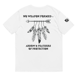 NO WEAPON FORMED 'ARROW & FEATHERS OF PROTECTION' WHITE/BLACK - Unisex organic cotton t-shirt