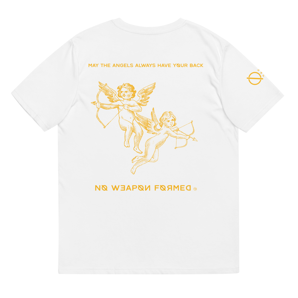 NO WEAPON FORMED 'ANGELS GOT YOUR BACK' YELLOW - Unisex organic cotton t-shirt