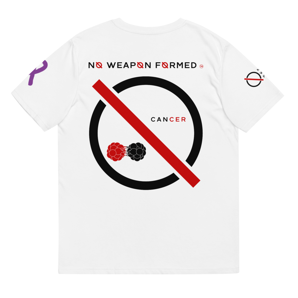 NO WEAPON FORMED 'CANCER' BLACK/WHITE/RED - Unisex organic cotton t-shirt