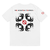 NO WEAPON FORMED "SURROUNDED BY ANGELS" WHITE/RED - Unisex organic cotton t-shirt