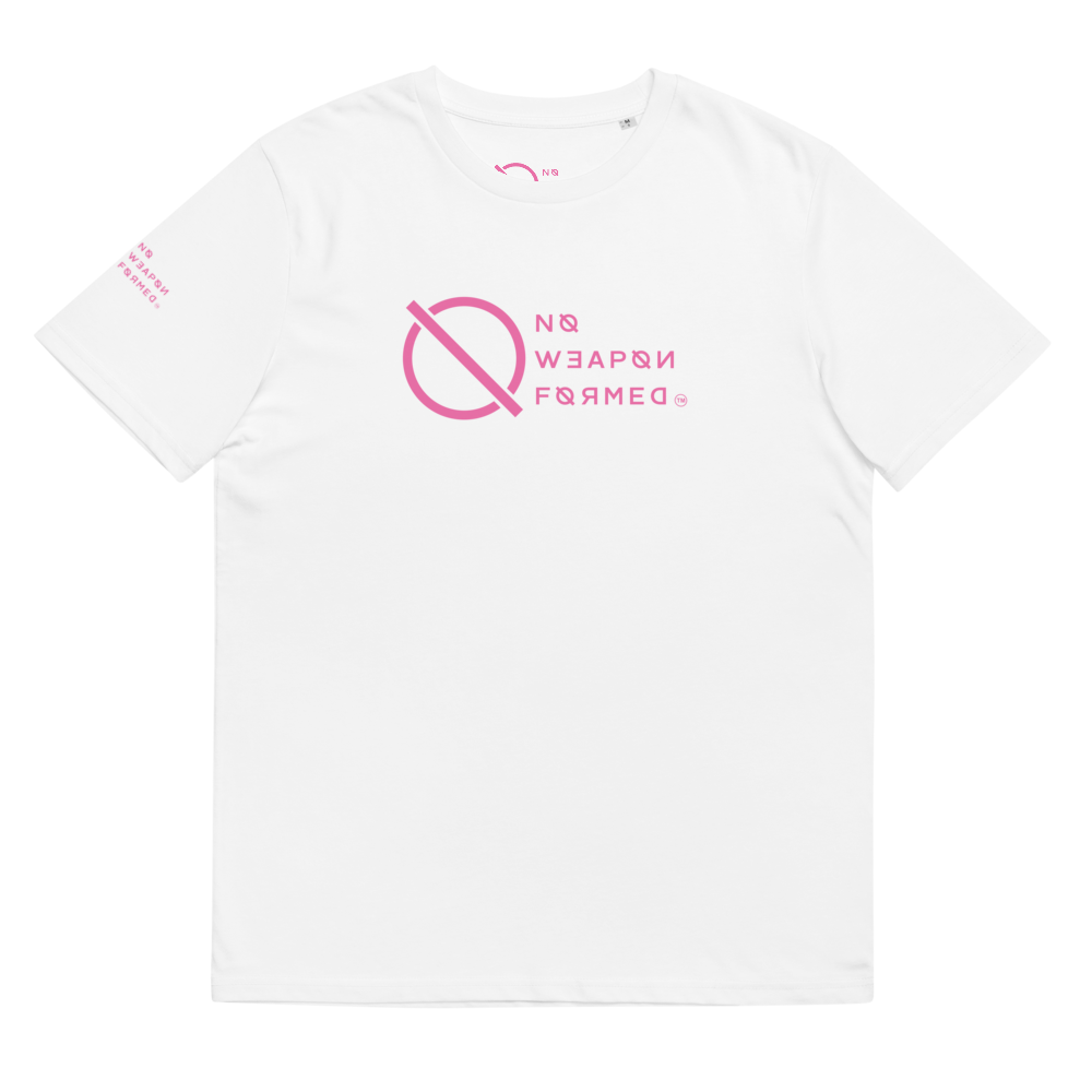 NO WEAPON FORMED 'ANGELS GOT YOUR BACK' PINK - Unisex organic cotton t-shirt