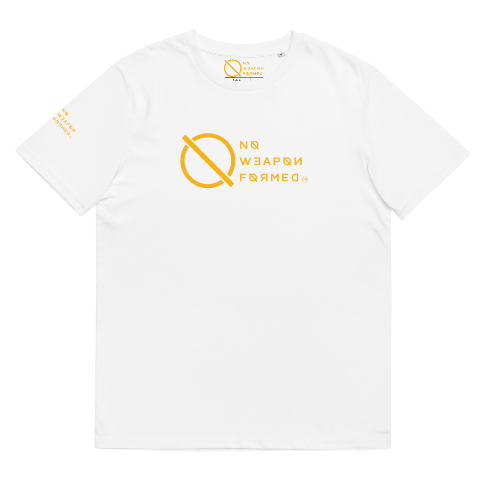 NO WEAPON FORMED 'ANGELS GOT YOUR BACK' YELLOW - Unisex organic cotton t-shirt