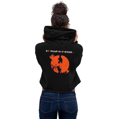 NO WEAPON FORMED DRIPPING ORANGE LOGO -  Women's Crop Hoodie