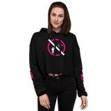 NO WEAPON FORMED 'TWO FACED PPL' HOT PINK/WHITE - Women's Crop Hoodie