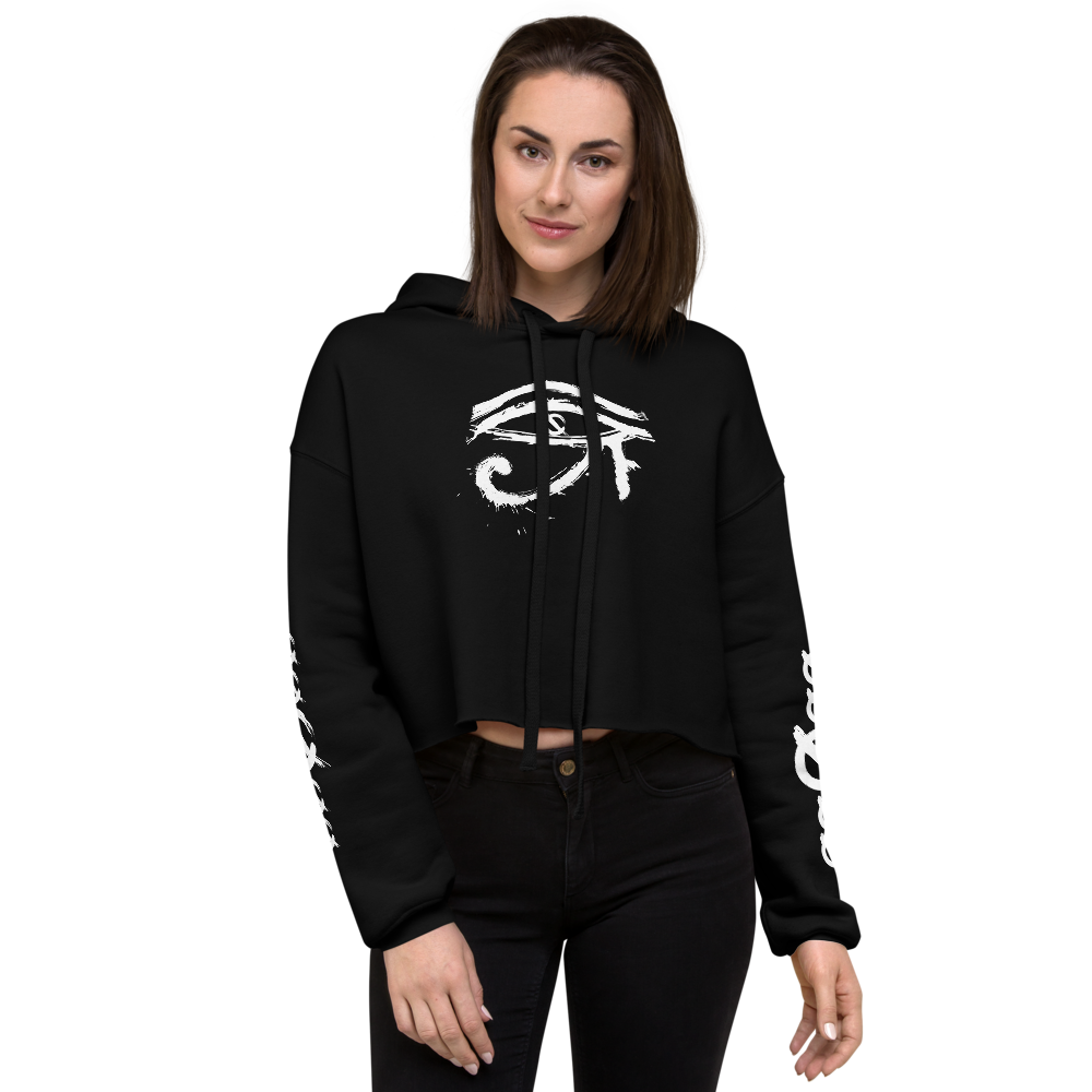 NO WEAPON FORMED HORUS EYE BLACK/WHITE -  Crop Hoodie
