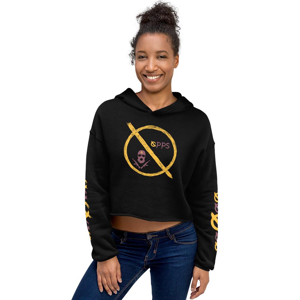 Products NO WEAPON FORMED "ROBBER/OPPS" BURGUNDY/GOLD - Women's Crop Hoodie