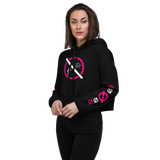 NO WEAPON FORMED 'TWO FACED PPL' HOT PINK/WHITE - Women's Crop Hoodie