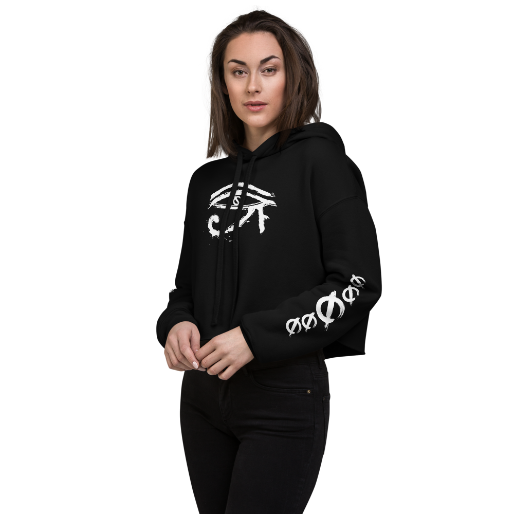 NO WEAPON FORMED HORUS EYE BLACK/WHITE -  Crop Hoodie