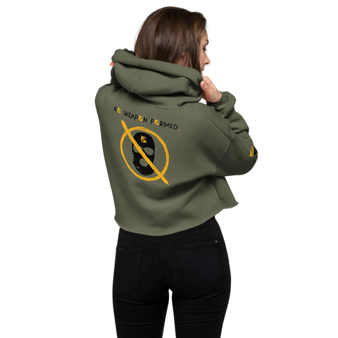 NO WEAPON FORMED 'ROBBER/OPPS' BLACK/YELLOW - Women's Crop Hoodie