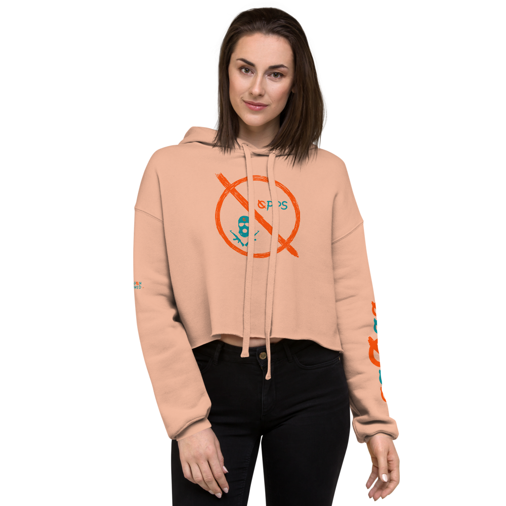 NO WEAPON FORMED 'OPPS/ROBBER' ORANGE/AQUA GREEN - Women's Crop Hoodie
