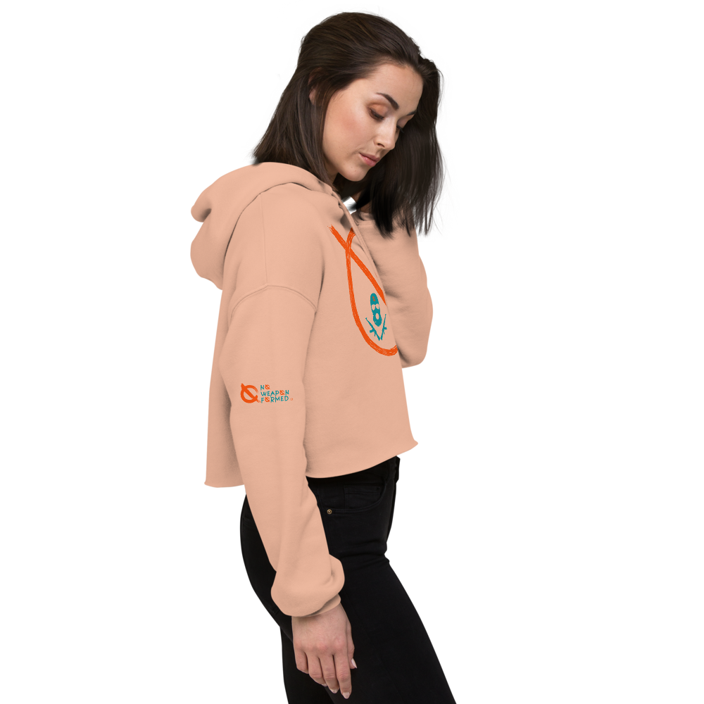 NO WEAPON FORMED 'OPPS/ROBBER' ORANGE/AQUA GREEN - Women's Crop Hoodie