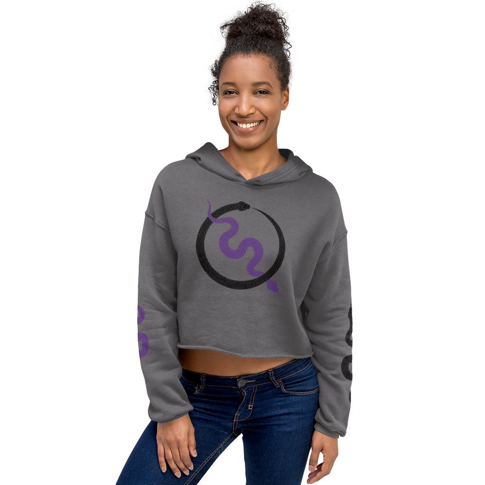 NO WEAPON FORMED 'SNAKES' PURPLE/GRAY - Women's Crop Hoodie