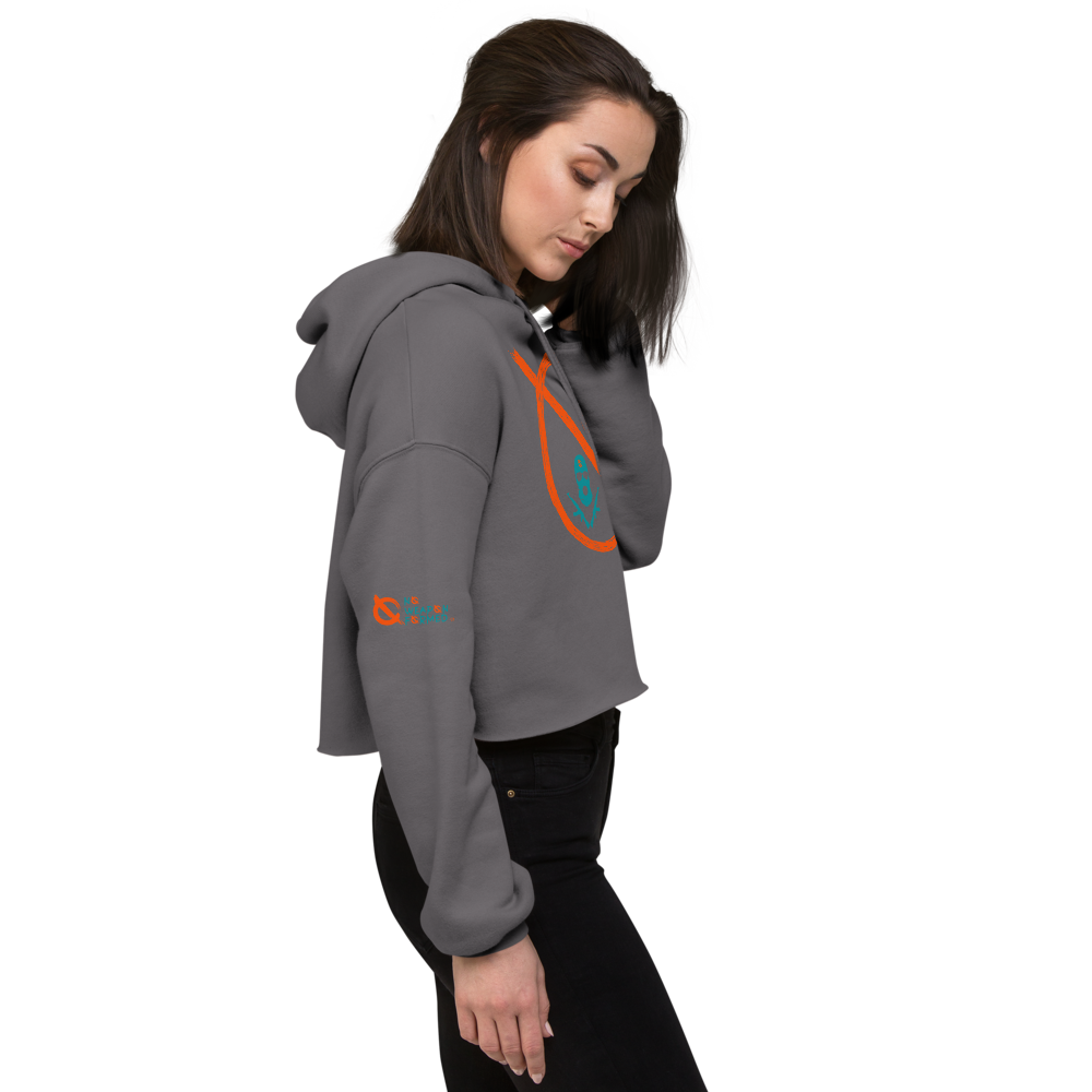 NO WEAPON FORMED 'OPPS/ROBBER' ORANGE/AQUA GREEN - Women's Crop Hoodie