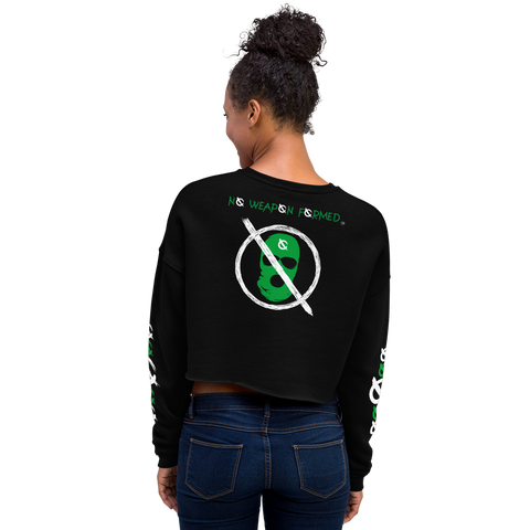 NO WEAPON FORMED 'ROBBER/OPPS' GREEN - Women's Crop Sweatshirt