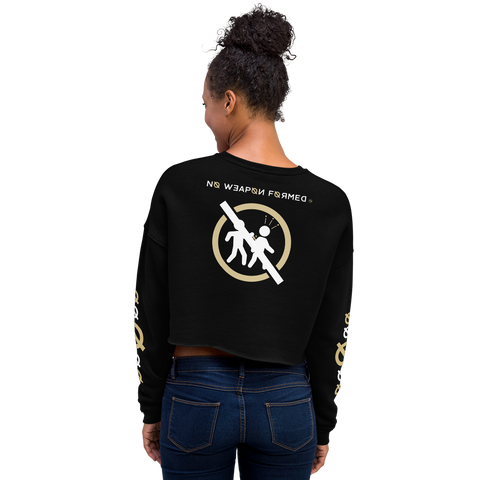 NO WEAPON FORMED 'BACKSTABBERS'  GOLD/WHITE - Women's Crop Sweatshirt