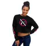 NO WEAPON FORMED 'TWO FACED PPL' HOT PINK/WHITE - Women's Crop Sweatshirt