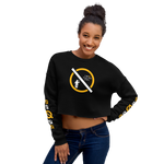 NO WEAPON FORMED 'TWO FACED PPL' YELLOW/WHITE - Women's Crop Sweatshirt